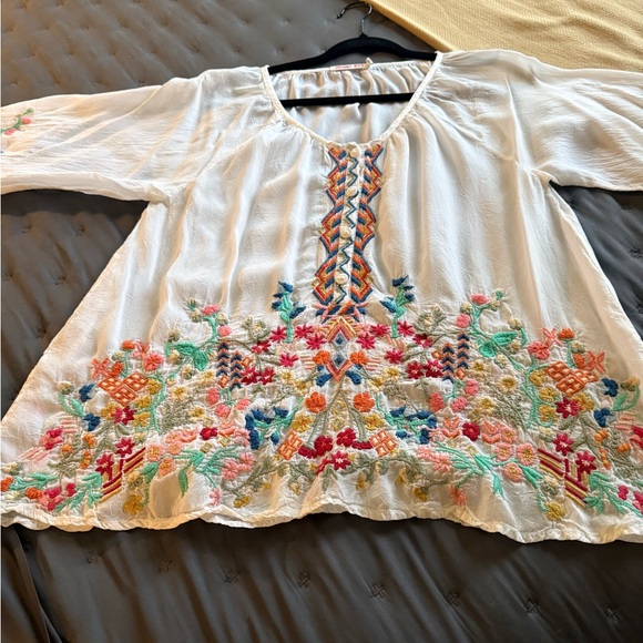 Johnny Was Tops - Johnny Was sheer embroidered blouse. Great condition. Size Small